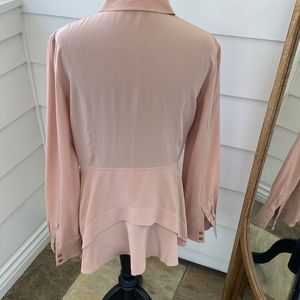 Blush Pink Nude Philosophy Blouse with Bib Front & Double Hem Top Stitch Back